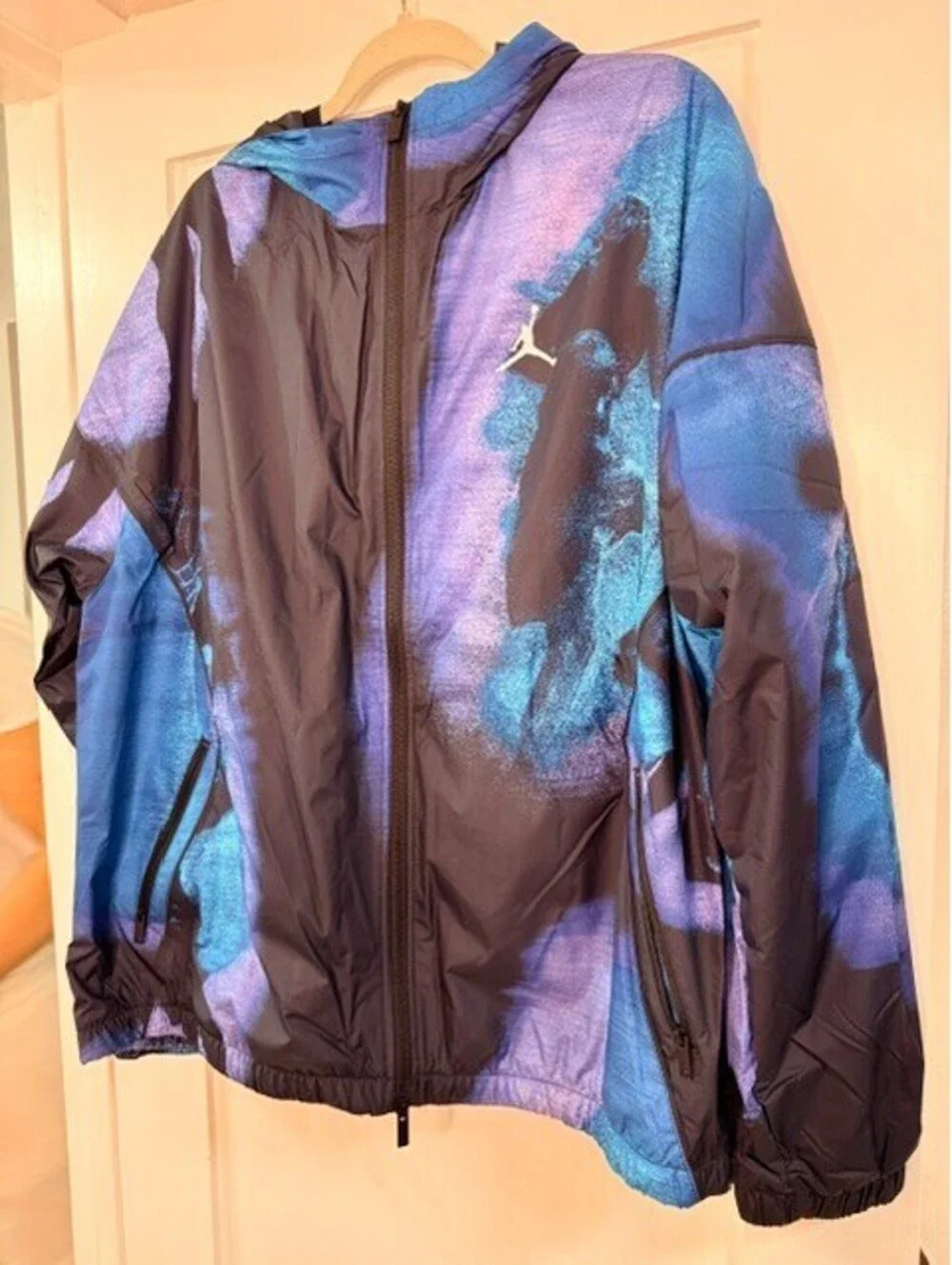 Air Jordan Hooded Windbreaker Jacket Men's XL Blue Black Full Zip NWT MSRP $125